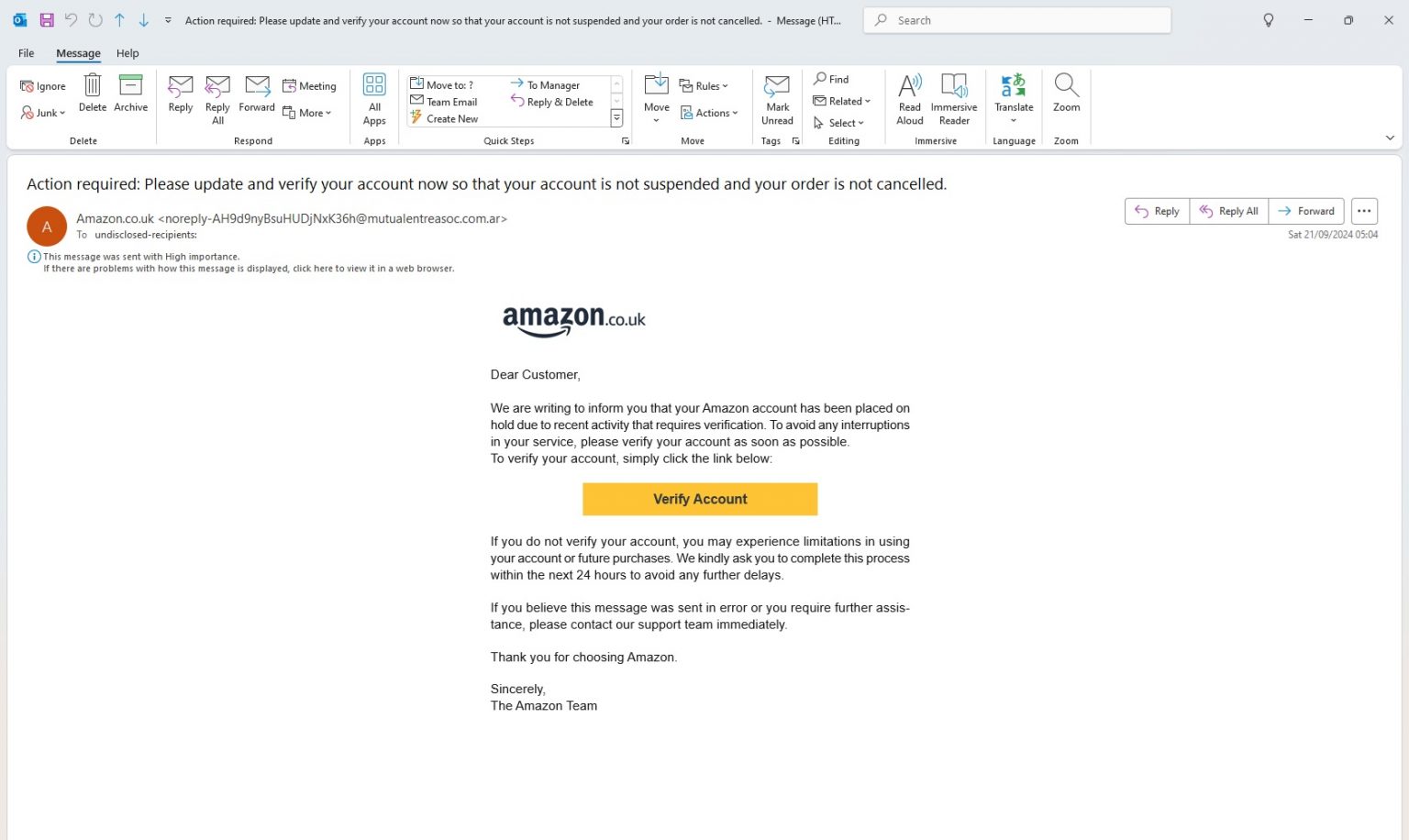 Amazon Scam email
